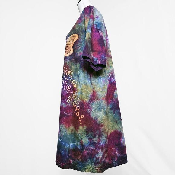 Grebe Batik Art To Wear Handmade Tie-Dye Butterfly Print Cotton Dress Size L - Picture 4 of 5